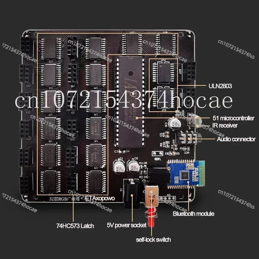 DIY electronic welding kit, 32 layer RGB cube light, Guangzhou Tower, microcontroller, Bluetooth music application control