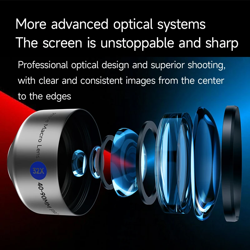 MARTVSEN 32X 5K HD Super Macro Lens Clip-on لهاتف iPhone Samsung Android، خذ قريب مذهل، اختيار احترافي للتصوير الفوتوغرافي