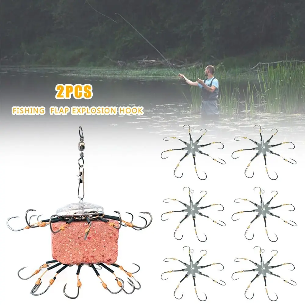 2pcs 2024 12 hooks Fishing Flap Explosion hook Fishing Flap Explosion Carp Bait Fishhooks Hook Carbon Steel Hooks Fishhooks