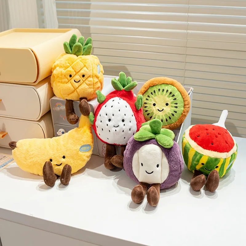 Jouet de Fruits écologiques, peluche mangosteen, Durian Kiwifruit, banane, fraise, poire, pomme, Orange, pastèque, ananas