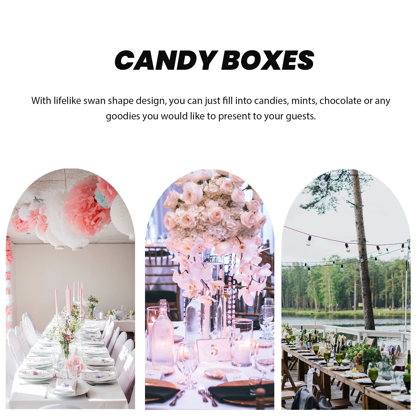 

6Pcs Swan Shaped Candy Boxes Decorative Candy Containers Wedding Favor Boxes Baby Shower Party Supplies Wedding Shower Favors