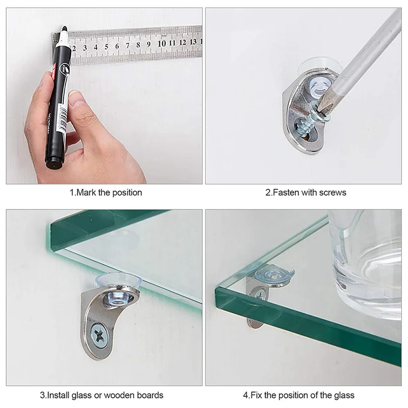

90 Pieces Glass Shelf Bracket With Sucker Glass Shelve Support Right Angle Fixing Brackets For Kitchen Cabinets Cupboard
