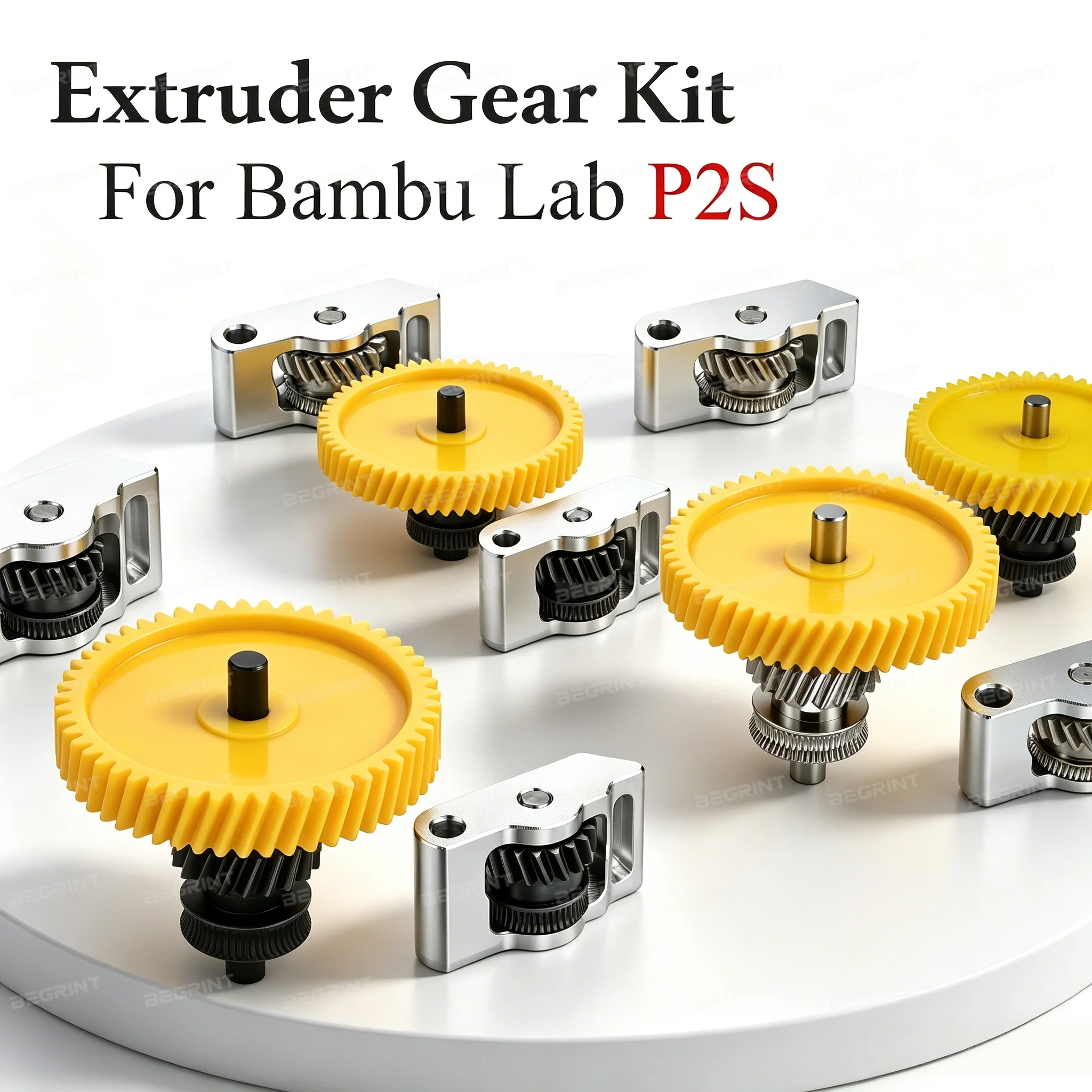 P2S Extruder Upgrade DLC Coating Hardened Steel Extruder Gear Assembly For Bambu Lab P2S 3D Printer Nickel Plated Extrusion Gear