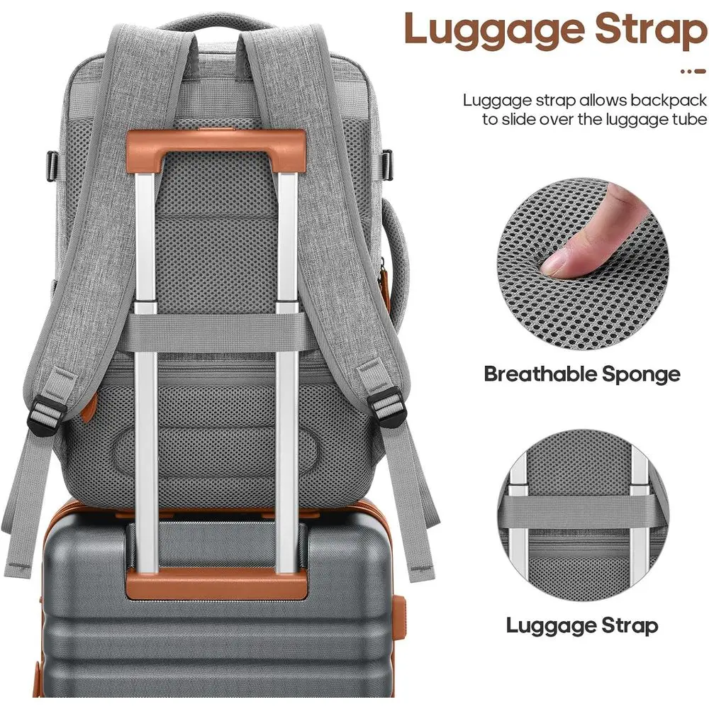 3-Piece Grey Hardside Spinner Luggage Set with TSA Lock & Travel Backpack for Men (20 Carry-On)