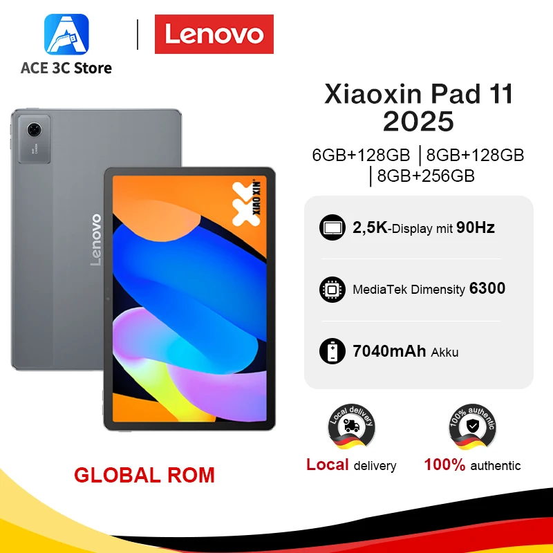 Tablette ROM globale Lenovo Xiaoxin Pad 11 2025 11'' �cran 2.5K 90Hz Batterie 7040mAh Dimensity 6300 Cam�ra 8MP