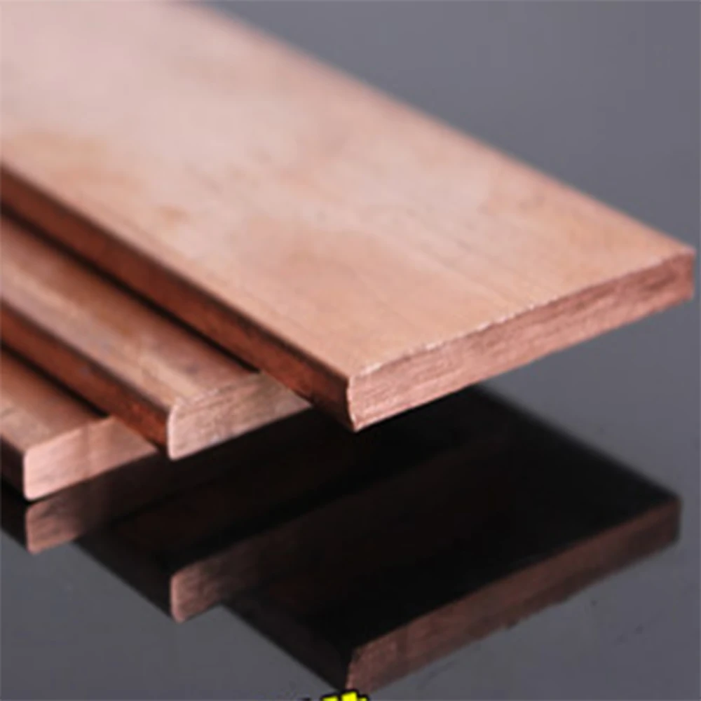 T2 Copper Bar Plate Red Copper Bar 100mm Long Pure Copper Row Ground Copper Bar Processing Cut Custom Thickness 3mm-5mm