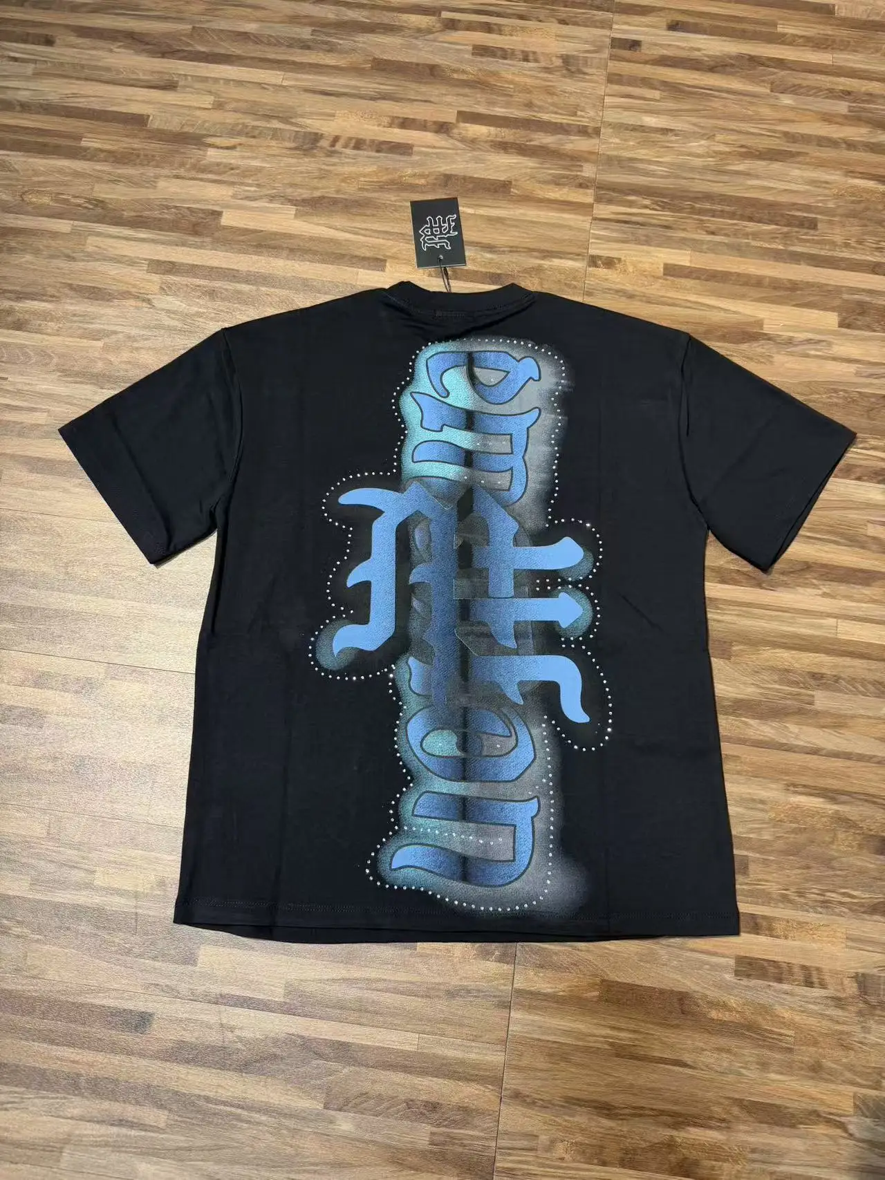 

Mixed Emotion Angel Print Streetwear Casual Summer Men's round Ne ort Sve T-irt Rhinestone Lettering Cotton Blend