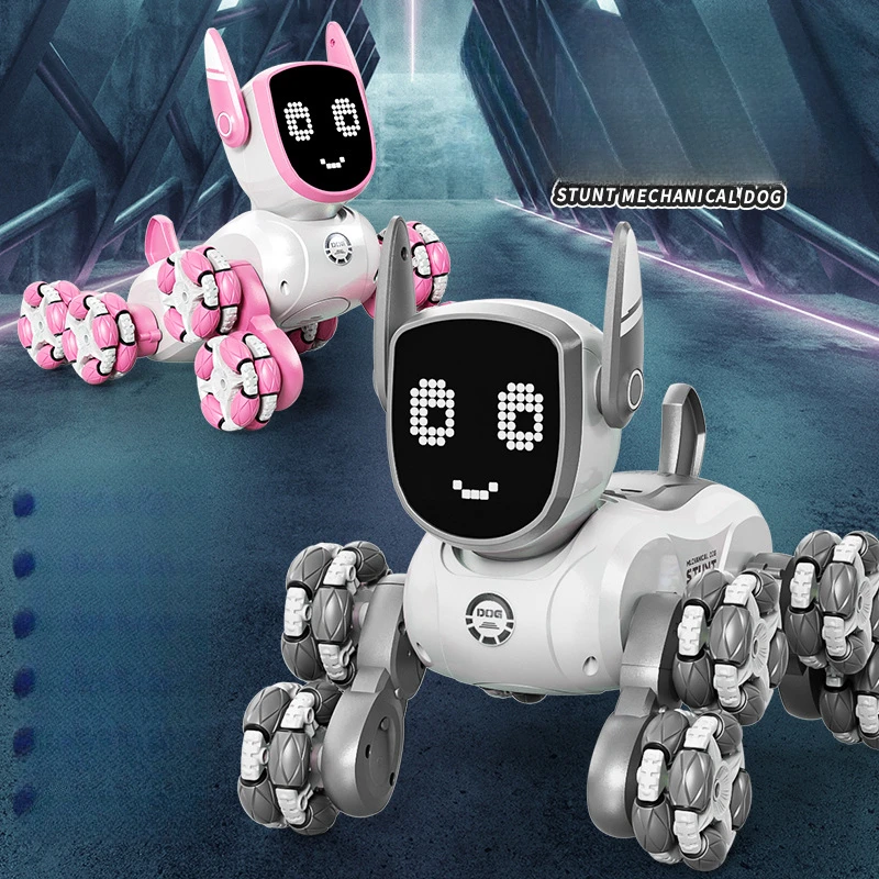 New Intelligent Robot Dog 8-wheel Stunt Dog Pink Cute Pet Shape Pet Toy Robot Dog Birthday Gift