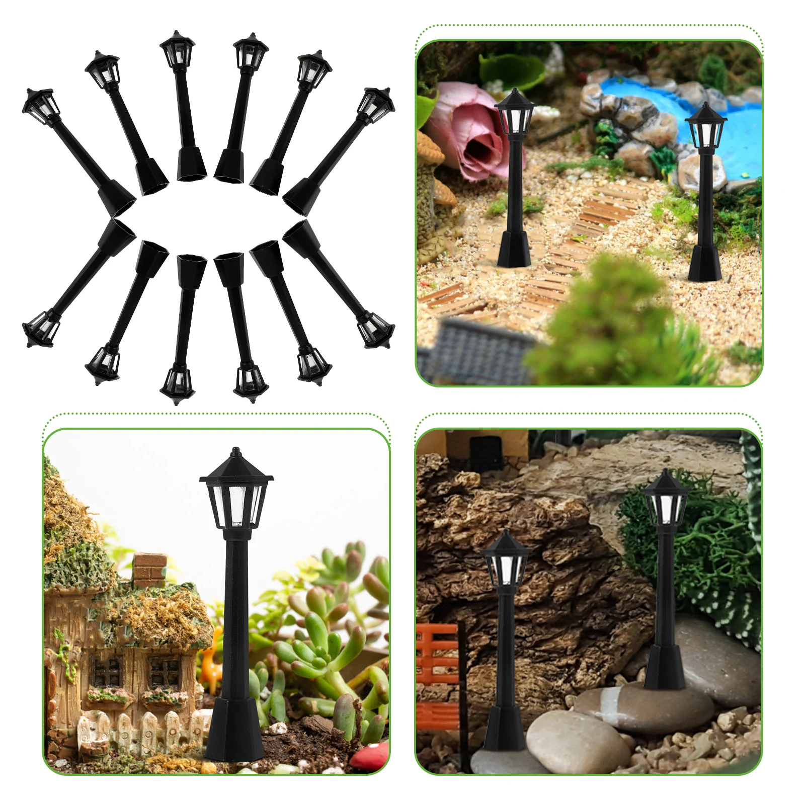 

25 Pcs Street Lights Mini House Decor Mini House Decorative Lights Solar Powered Plastic Landscape Props Outdoor Scene Model