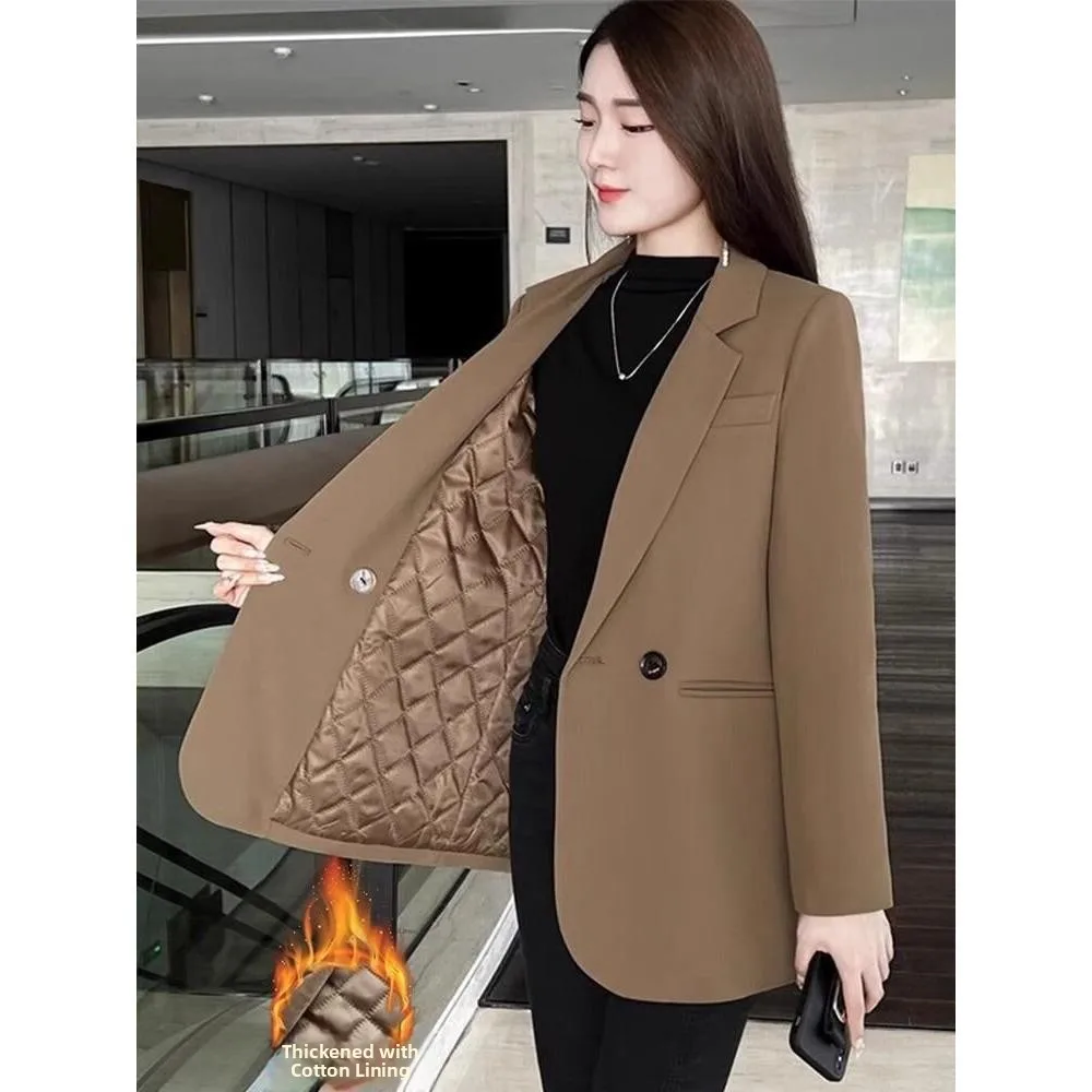 

Женский короткий пиджак из утолщенного хлопка в корейском стиле с длинными рукавами, повседневная одежда, полиэстер, зимняя коллекция M2030