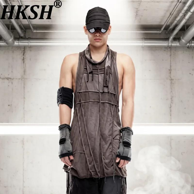 

HKSH Summer New Men Waste Land Asymmetrical Niche Design Vest Retro Cotton Sleeveless Tees Women Tide Chic Ins Tank Tops HK20111