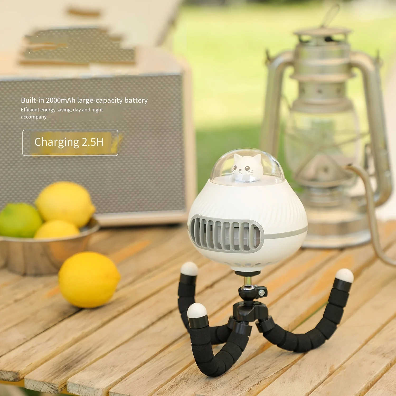 

1pc Octopus Bladeless Fan, Portable Fan, Flexible Tripod Clip-on Fan, USB 3 Speed Handheld Personal Fan, Octopus Fan For Car Sea