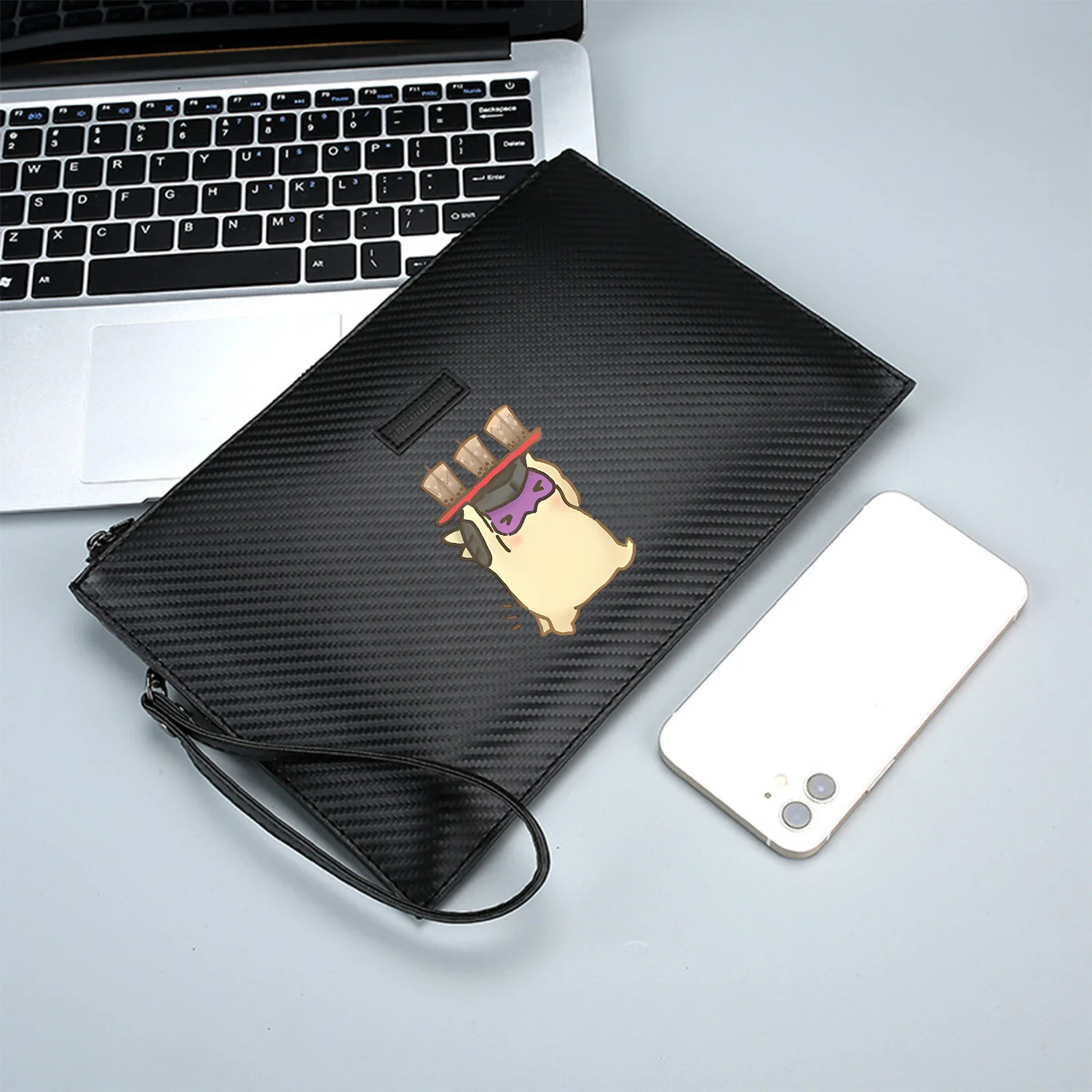 حقيبة يد رجالية من البولي يوريثان مطبوعة أنيقة تحمل مشروبات بوبا، عصرية وعملية للحمل اليومي