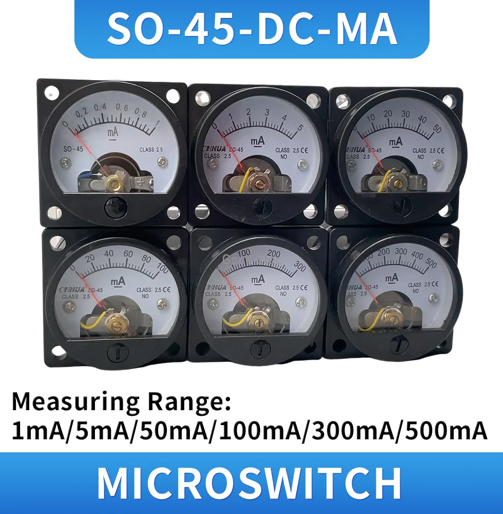 1 Piece 2.5 Accuracy DC 0-100mA Ammeter SO-45 Class Round Analog Panel Meter Black 1 Piece 2.5 Accuracy DC0-10mA 0-100mA Ammeter