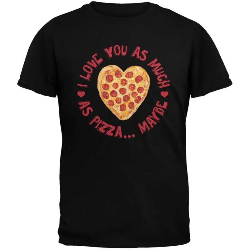 

Черная футболка для взрослых I Love You As Much Pizza