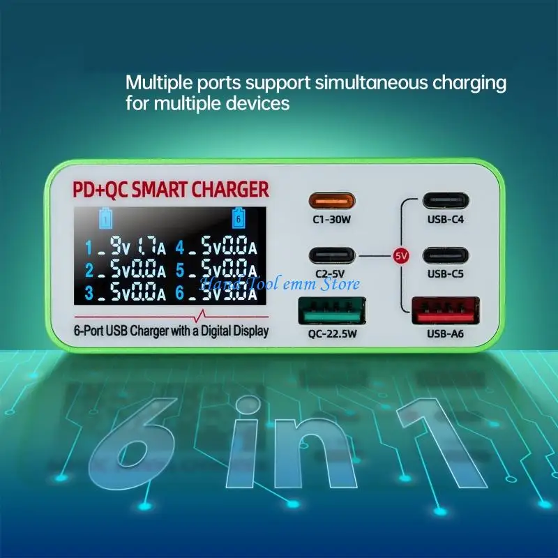 H37F Multiple Device Charging Center with Digital Screen & Overload Protect Feature