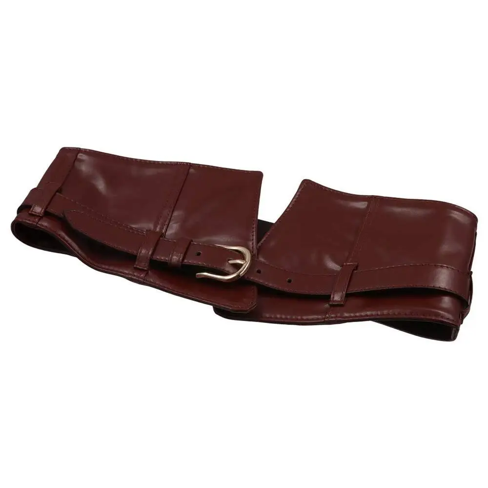 Gothic Adjustable Elastic Cummerbunds Solid Color Elastic Wide Belt Slimming PU Leather Waist Corset Dress