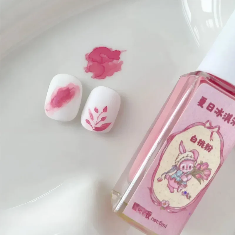 Solución de tinte para uñas 6 ml, 6 colores, verano helado, creativo, diseño de patrones, decoración femenina 4