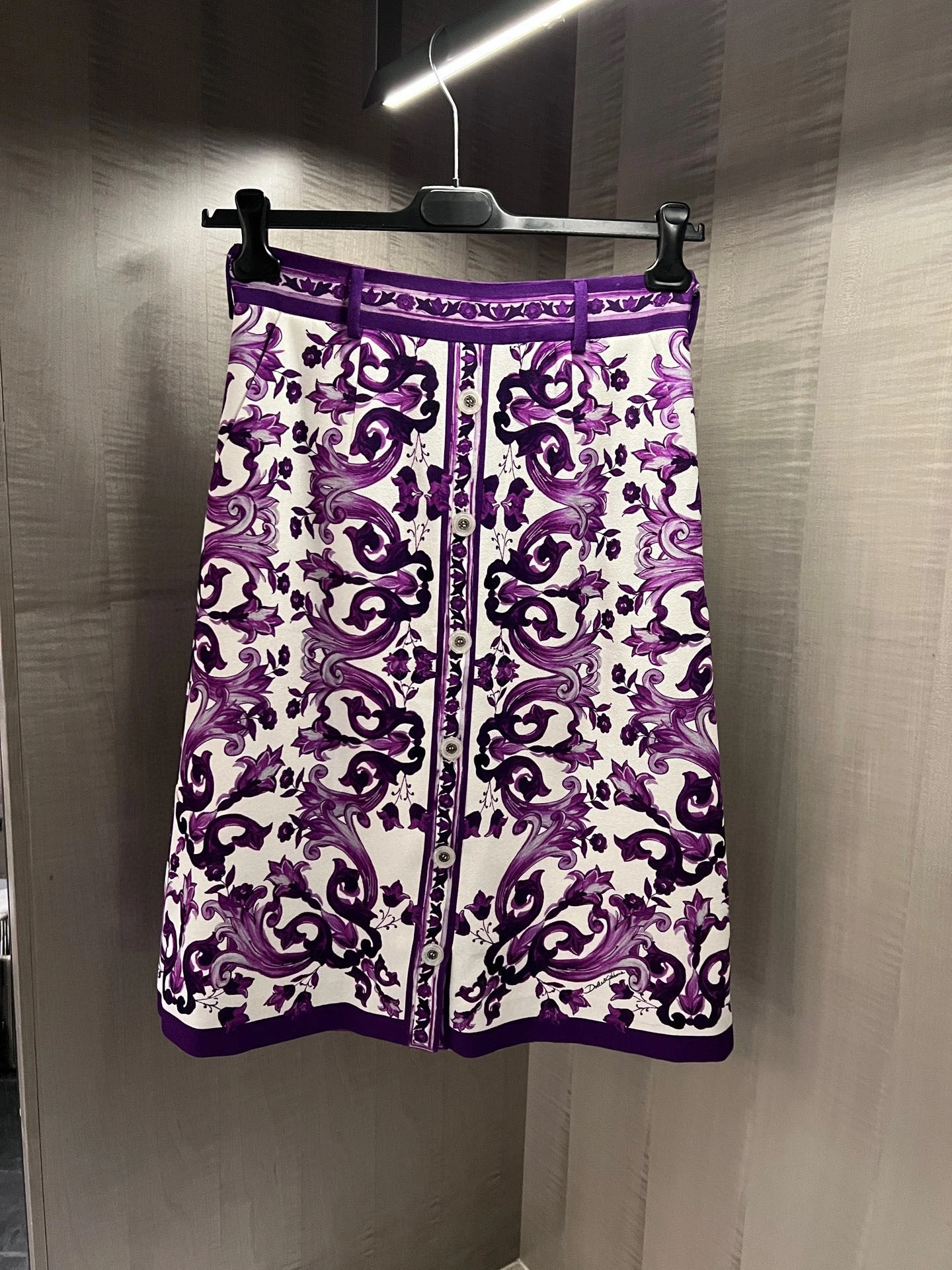 

High-End South Oil Original Quali Silk Fabric High-Waist Printed Pattern f Skirt Ele Breathable Lady Ci Commute