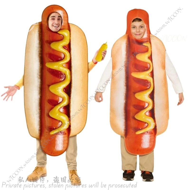 هوت دوج المكسيكي مهرجان ازياء الكبار الأطفال بذلة مرحلة أزياء مسرحية هوت دوج زي تأثيري تمويه حفلة تنكرية