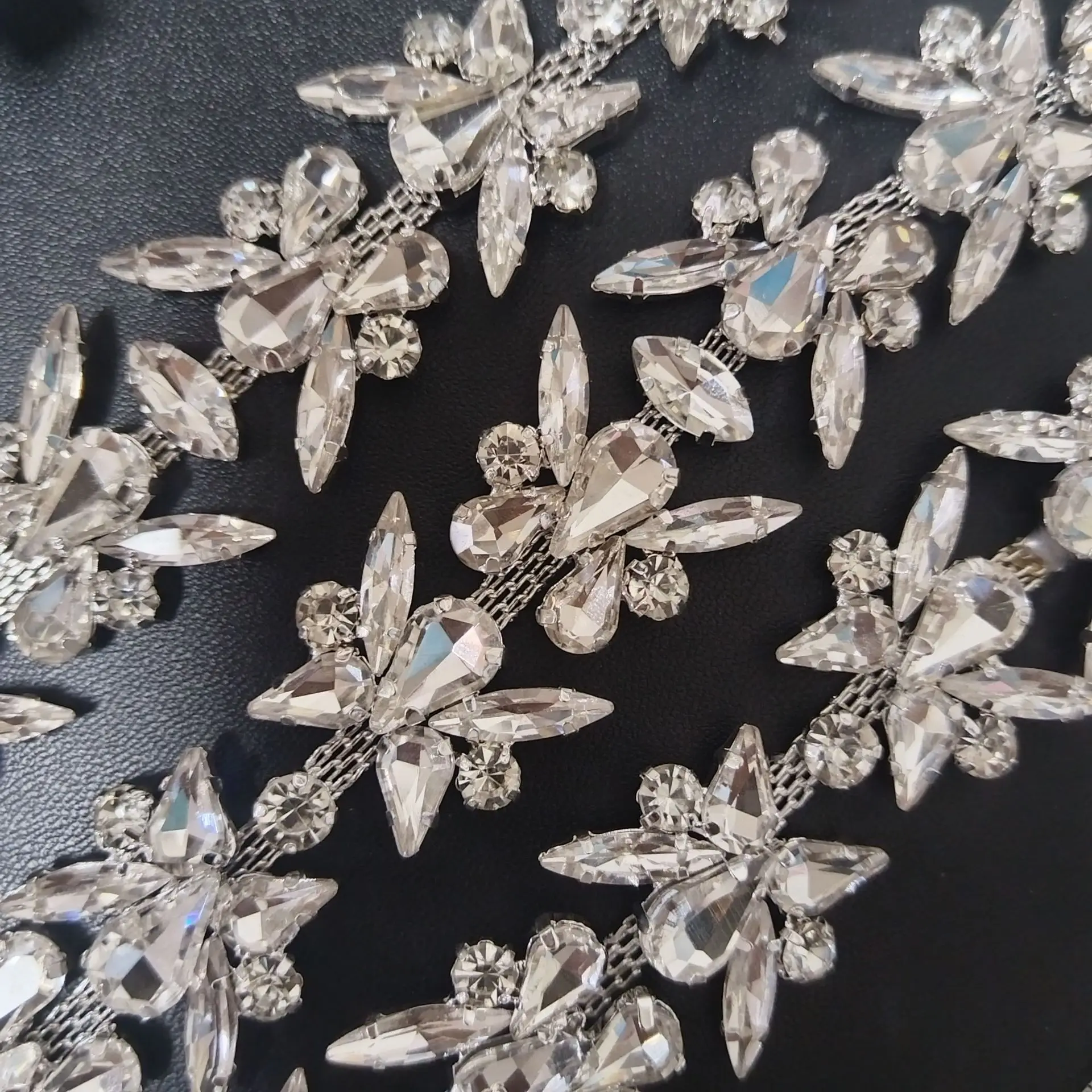 

1Yard crystal rhinestone decoration with more shapes DIY repair rhinestone ribbon gold dress shoe bag accessories