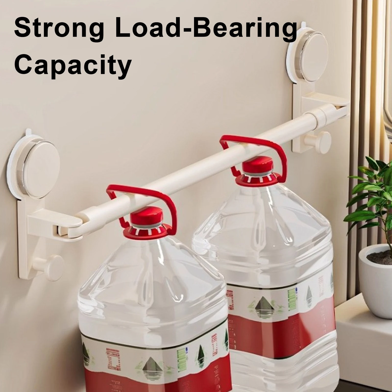 Bathroom Hand Towel Rack Suction Cup Towel Holder Wall Mount No Drill Mount Adjustment Length 30-100 cm Towel Bar with Hook