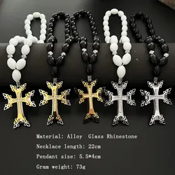 GS03 NEW Rosary Cross Orthodox Church RearviewMirror Pendant Automotive Interior Jesus Christ Religion DIY Glass Alloy Ornaments