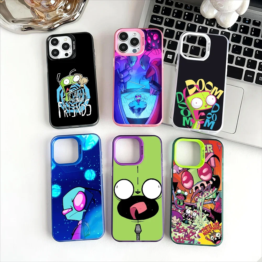 Invader Zim Anime Handyhülle für Apple 11 12 13 14 15 16 Pro Max Plus Protect Plating Handyhülle