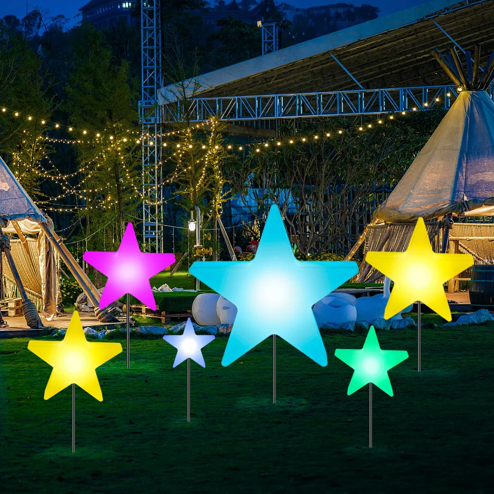 LED luminous five-pointed star creative holiday star lights outdoor Christmas decoration garden lawn lights