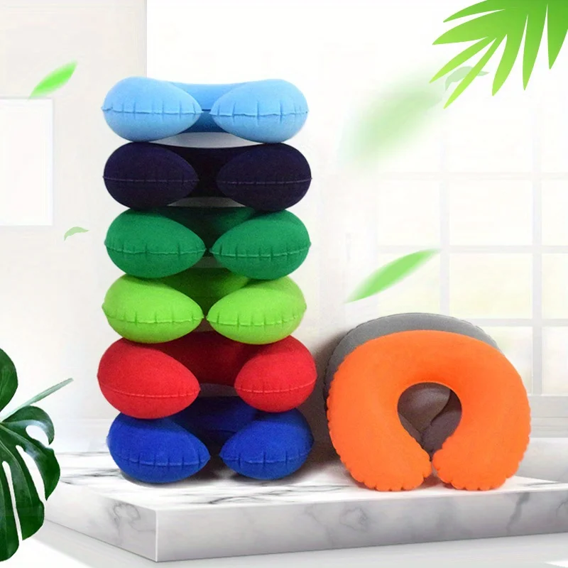 1pcs Inflatable C-shaped Pillow Travel Neck Pillow Portable Round Pillow Cushion