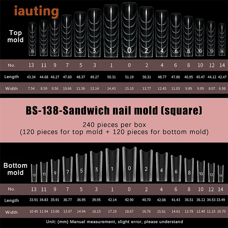 ساندويتش أشكال أظافر مزدوجة 240 قطعة 15 حجم ملحقات-أشكال مزدوجة نعش اللوز أشكال أظافر قالب علوي قالب سفلي