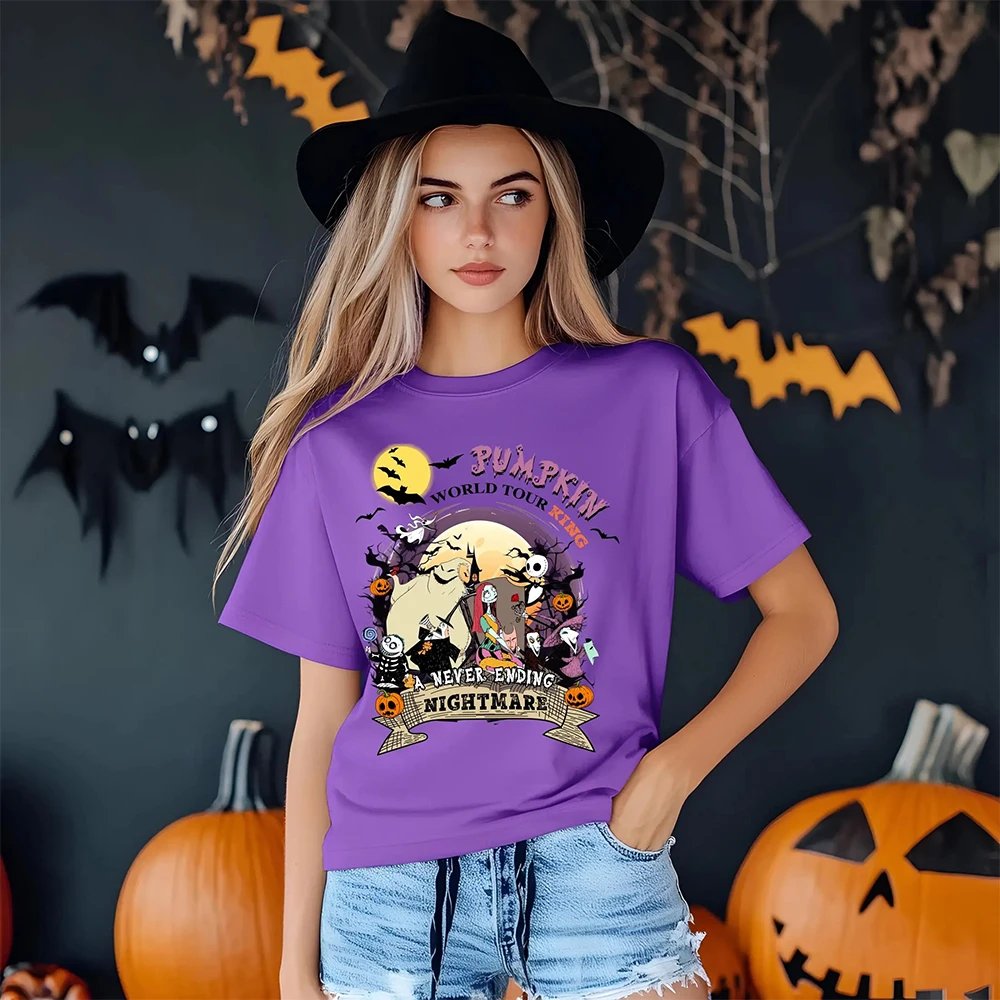 Pumpkin World Tour King Shirt 2025, Disney Halloween Shirt Jack Sally Nightmare Halloween A Never Ending Nightmare Damen Shirt