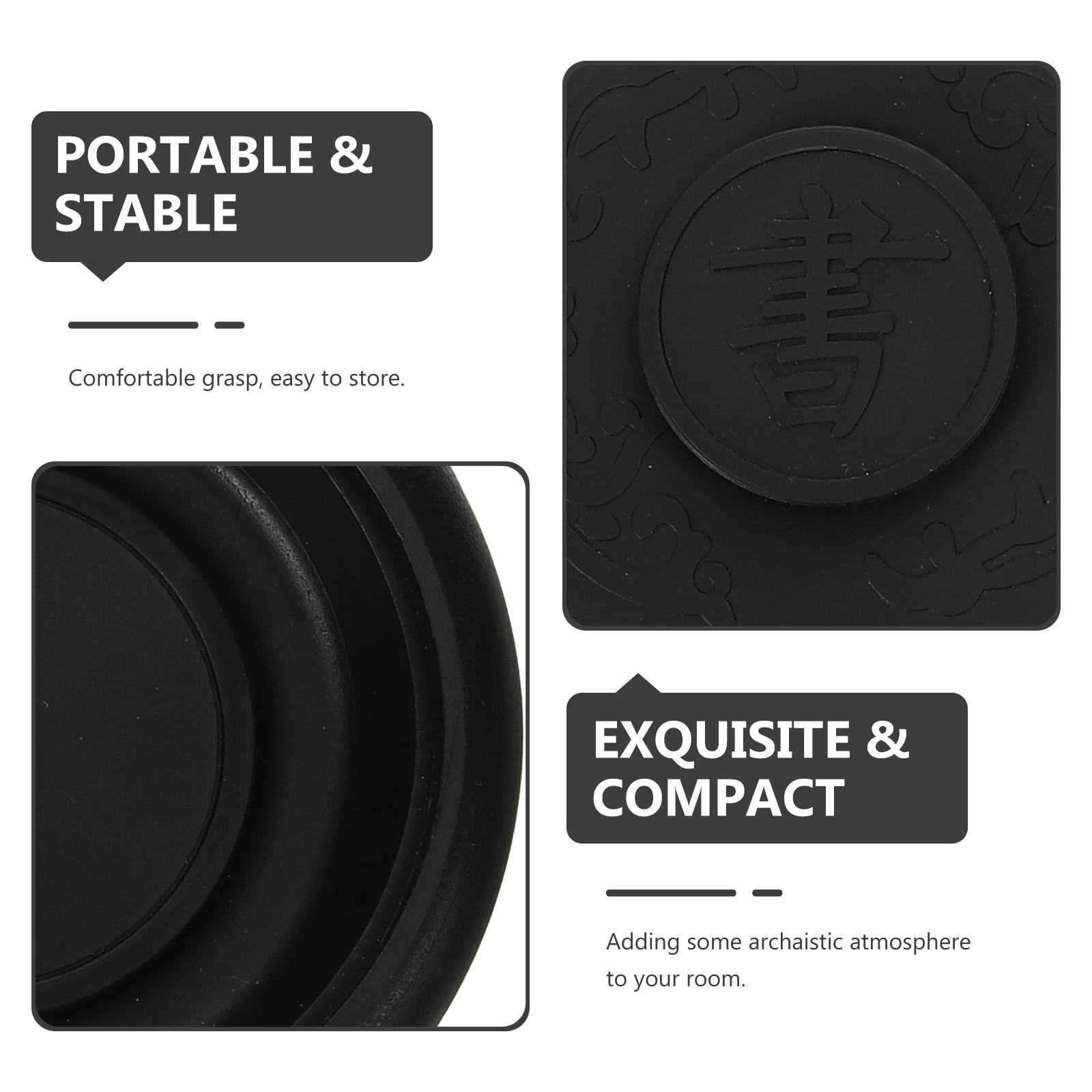 Ink Ancient Horse Inkstone Chinese Inkslab for Drawing Preserve Black Lidded