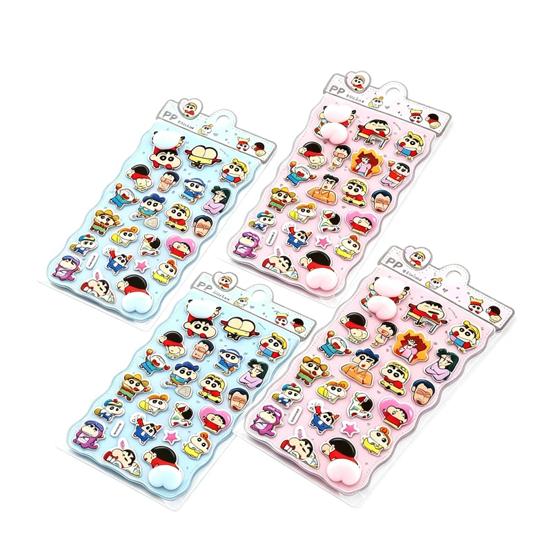 1/4pcs Japanese Crayon Shin Thickened 3d Decompression Pinch Pp Sticker Diy Mobile Phone Decoration Student Account Gift
