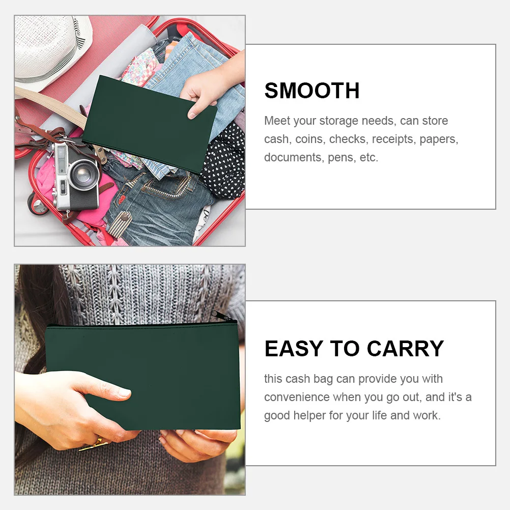 

3Pcs Money Bags PU Zipper Cash Pouch Receipt Organizer Bill Holder Money Envelope Travel Storage Check Bags