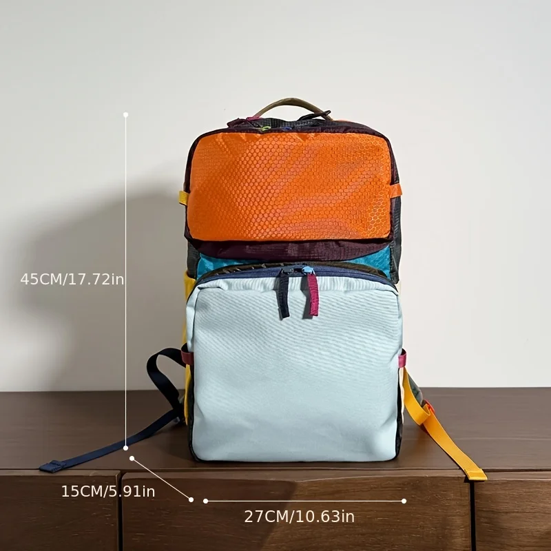 حقيبة ظهر ذات سعة كبيرة متعددة الألوان من النايلون شديدة التحمل للسفر والمشي لمسافات طويلة مع مقصورات متعددة وأشرطة مبطنة وجيب للكمبيوتر المحمول