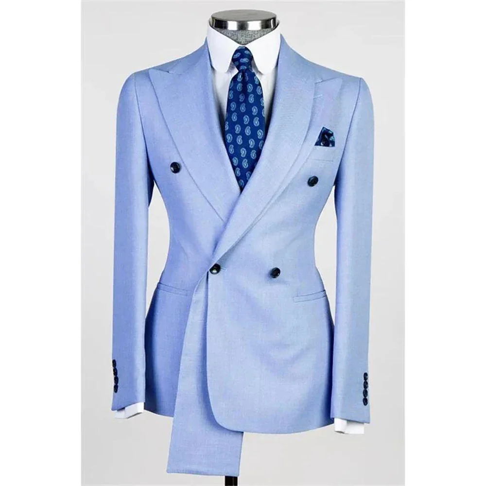 Double Breasted Fashion Solid Color Men's Jacket Single Piece Peak Lapel Blazer Daily Male Clothing