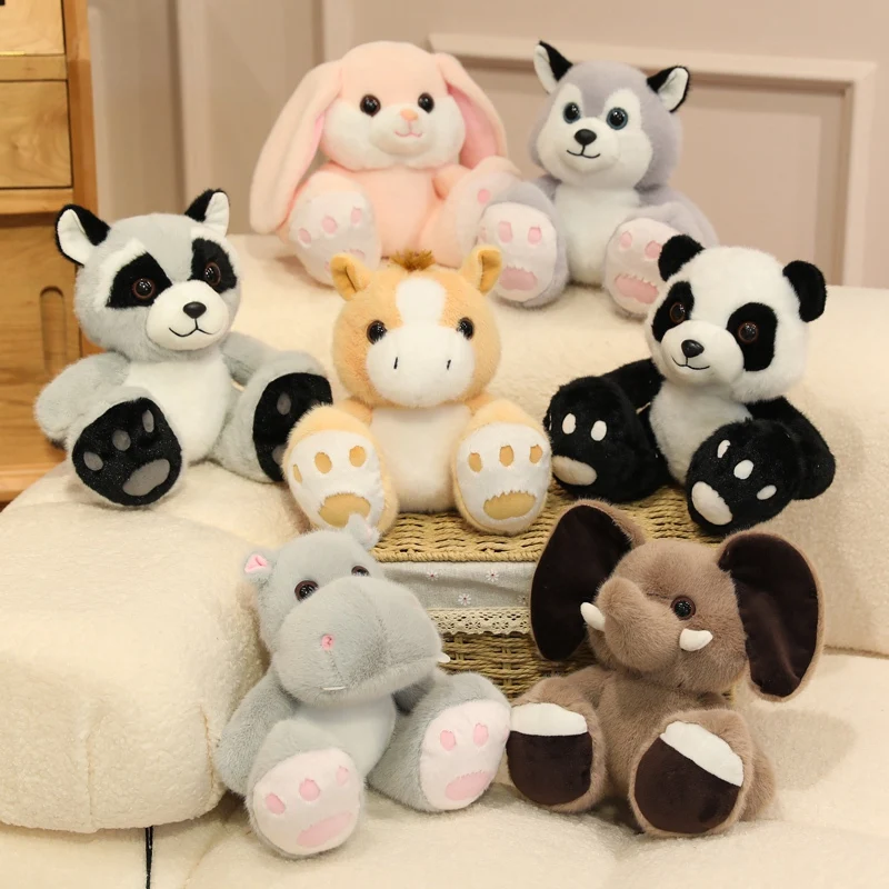 

Cute Big-Footed Wildlife Plush Toy Cartoon Bear Elephant Cat Doll Soft Hippo Rabbit Horse Pillow Mouse Raccoon Panda Stuffed Toy