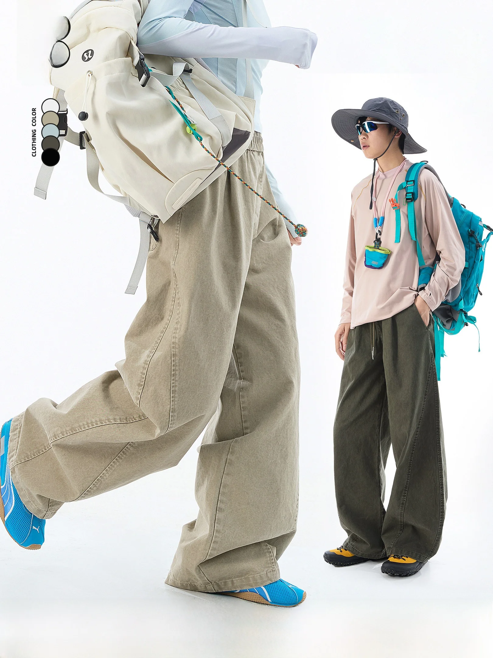 

Брюки рабочие из чистого хлопка цвета хаки, свободные, прямого кроя, в американском стиле, деконструированные, повседневные, очень стильные, OXO, женская одежда