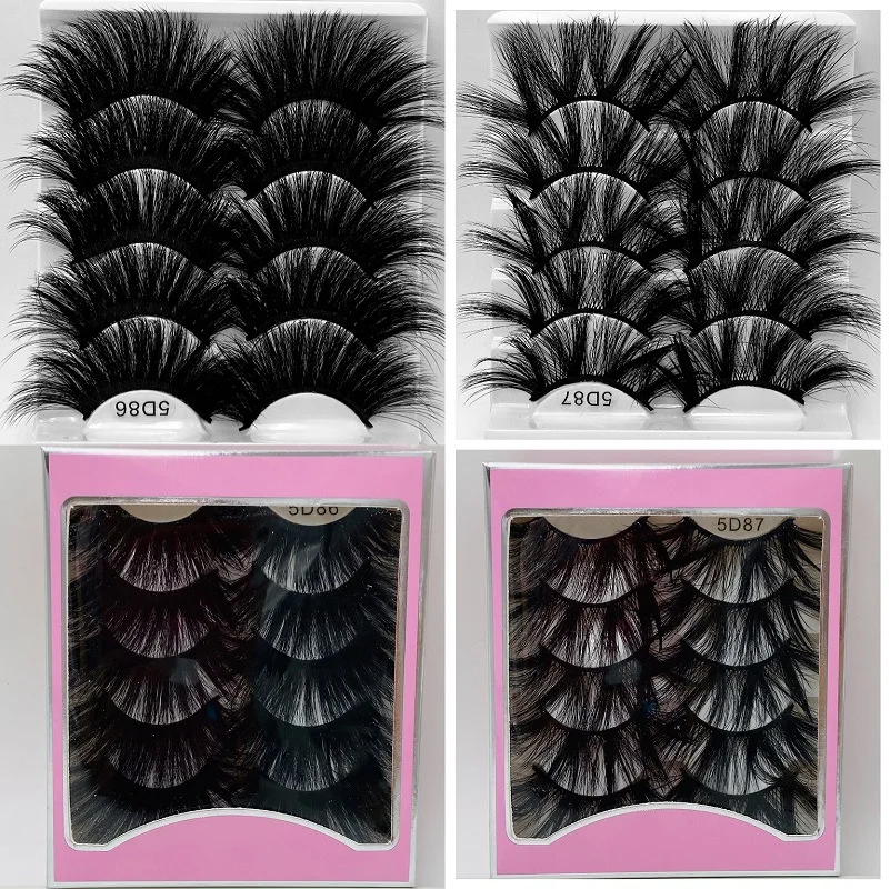 New 5 Pairs Mink Hair Lashes 25mm 5D Fluffy Soft Fals Eyelashes Natural Long Thick Eyelash extension Reusable Fake Lash make up