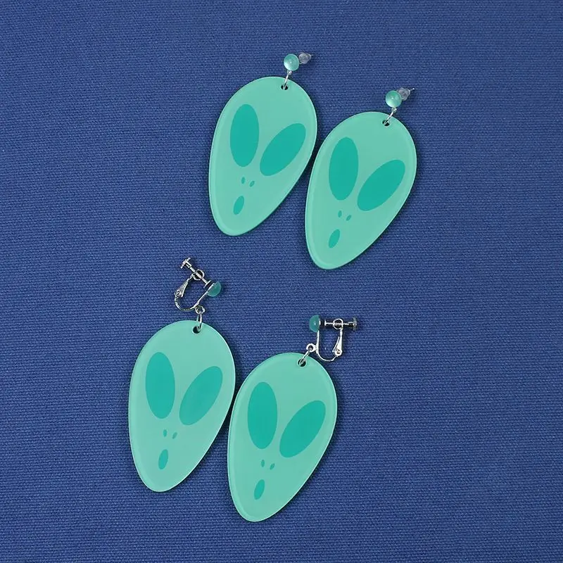 Ayase Momo Earrings Dandadan Cosplay Alien Blue Long Earrings Clip Momo Ayase Costume Props Party