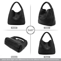 Woven Tote Bag for Women Large Woven Handbag Soft Leather Shoulder Bag Work Shopper Summer Beach Travel Tote Bag with Purse - Image 5
