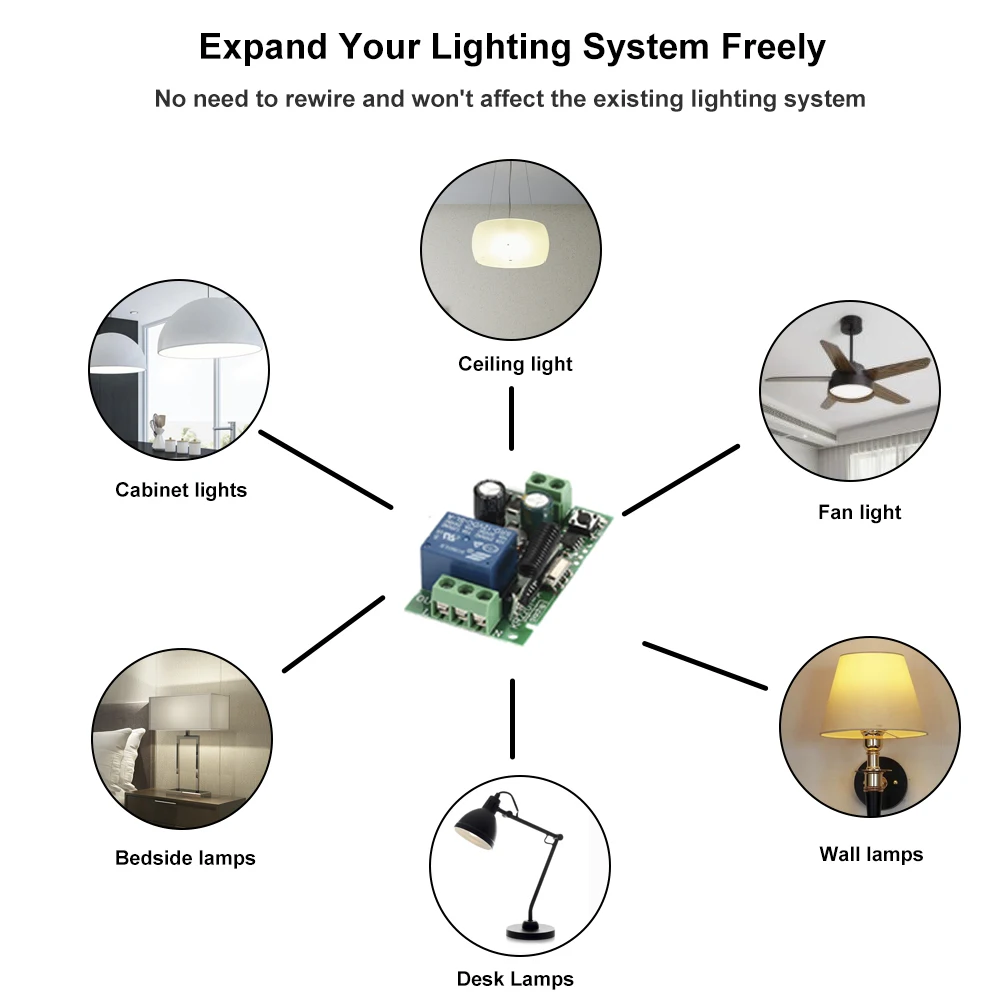 Interruttore di controllo remoto 433MHz AC110V 220V 10A 1CH modulo relè trasmettitori ricevitore ON OFF telecomando per lampadina a Led