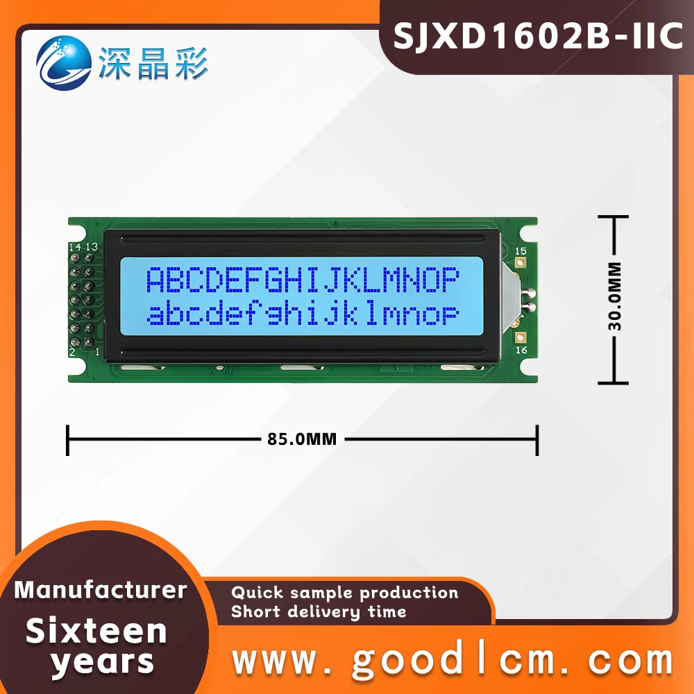 Russian language LCD 1602 screen module SJXD1602B-IIC STN Gray Positive I2C/IC adapter board 16X2 character dot matrix screen