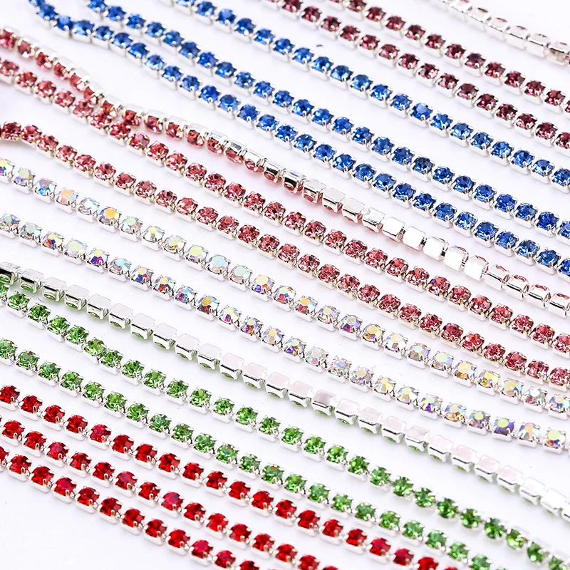 Multi-colors SS6/SS12 Rhinestones Claw Chain Crystal Trims Clothes Dresses Decoration Accessories DIY Rhinestones Cup Chain Trim