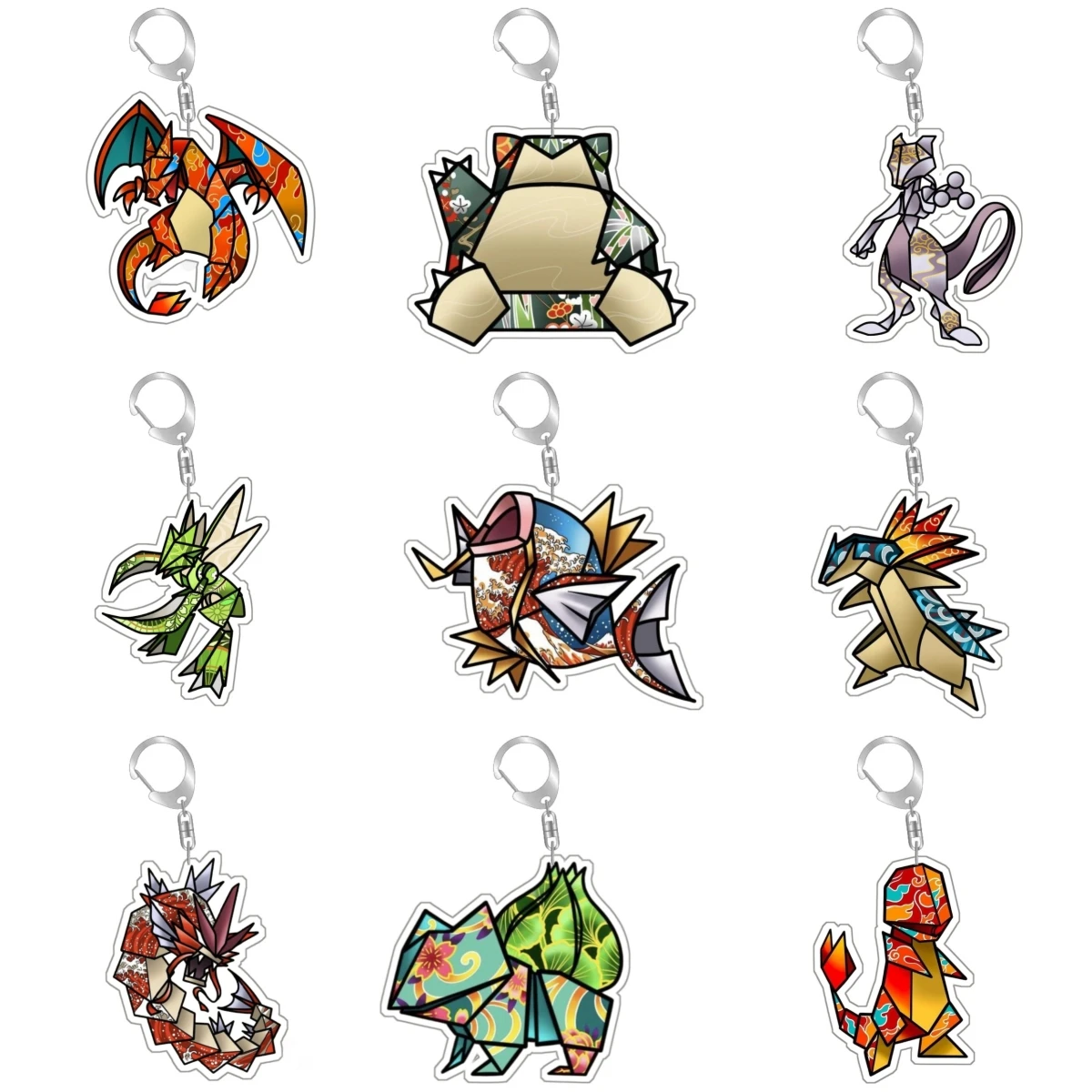 Pokemon Mewtwo Magikarp Squirtle Bulbasaur Charizard DIY Acrylic Keychain Pendant Anime Classics Game Collection Toy Gift