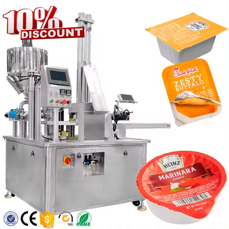 Automatic 1oz 3oz Sauce Cup Filling Packing Machine Dipping Sauce Cup Packing Machine Paste Sauce Cup Filling Sealing Machine