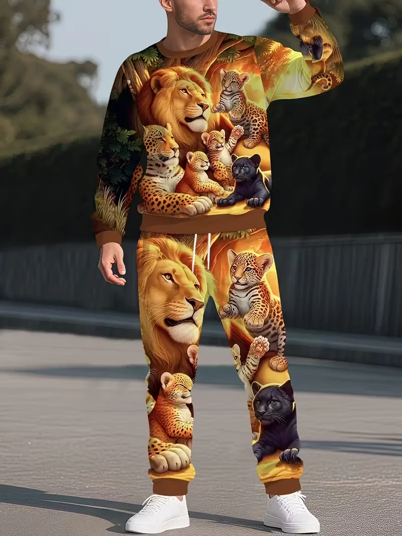 

Могучий Лев Графика Аниме Толстовка с длинными рукавами Брючный костюм с 3D принтом Вечерняя уличная одежда Женский забавный праздничный спортивный костюм для бега