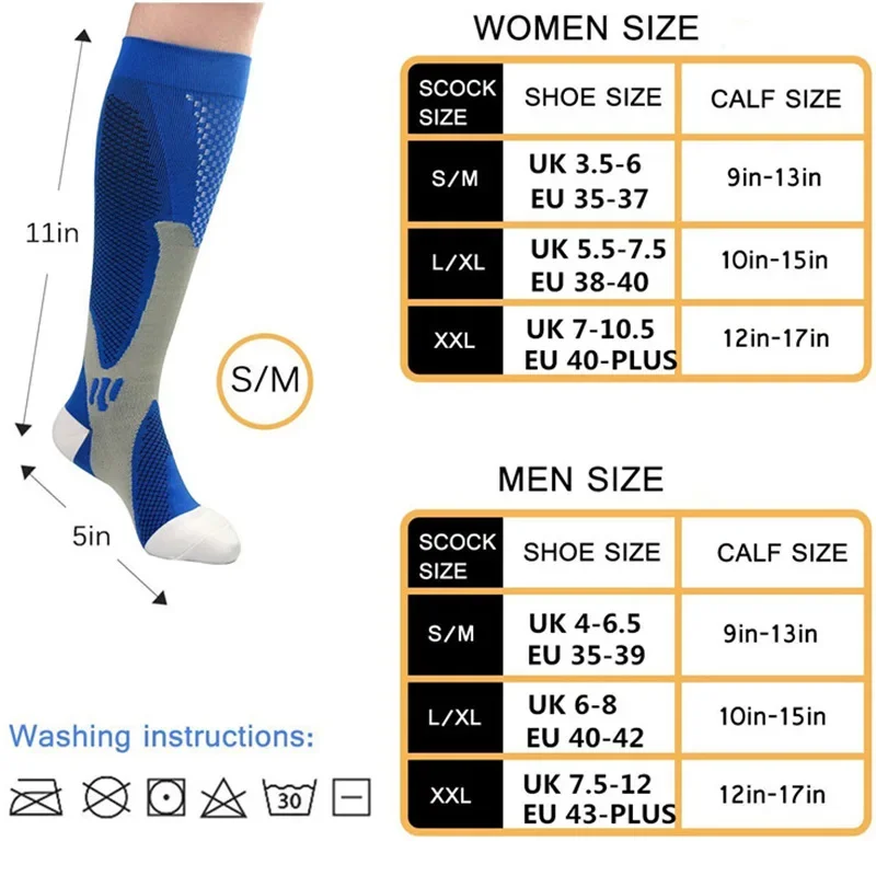 Men\'s and Women\'s Compression Athletic Socks, Varicose Veins, Football, Football Socks, Sports, Running, 30 MmHg, 1 Pairs