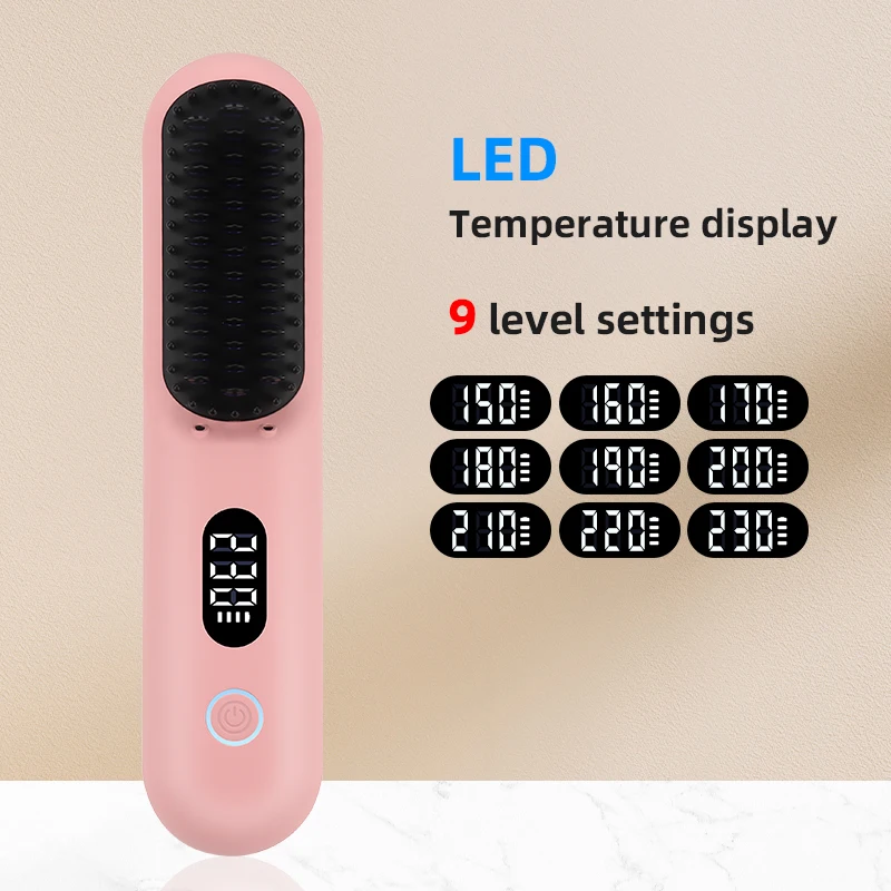 Draadloze Stijltang Kam 9600 Mah Batterij 230 Graden Celsius Negatieve Ionen Oplaadbare Draadloze Stijltang Borstel